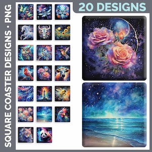 Square Coaster Bundle Google Drive Sublimation Designs | Drink Mat PNG Download image 10