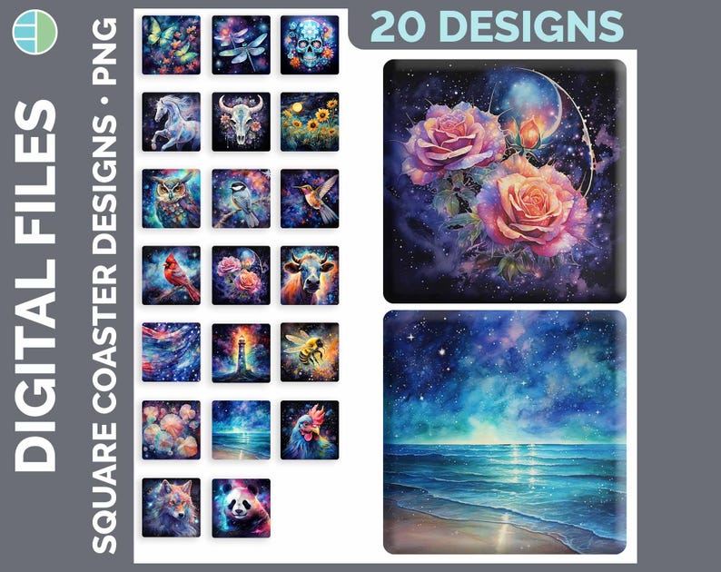 Square Coaster Bundle Google Drive Sublimation Designs | Drink Mat PNG Download image 10
