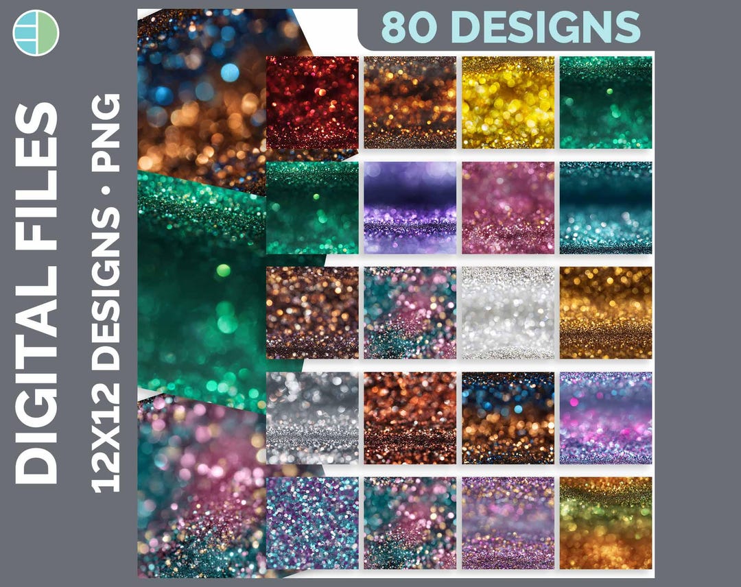 80 Glitter Seamless Digital Paper PNG Mega Bundle | Bokeh Sparkle ...