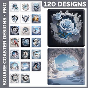 Square Coaster Bundle Google Drive Sublimation Designs | Drink Mat PNG Download image 5