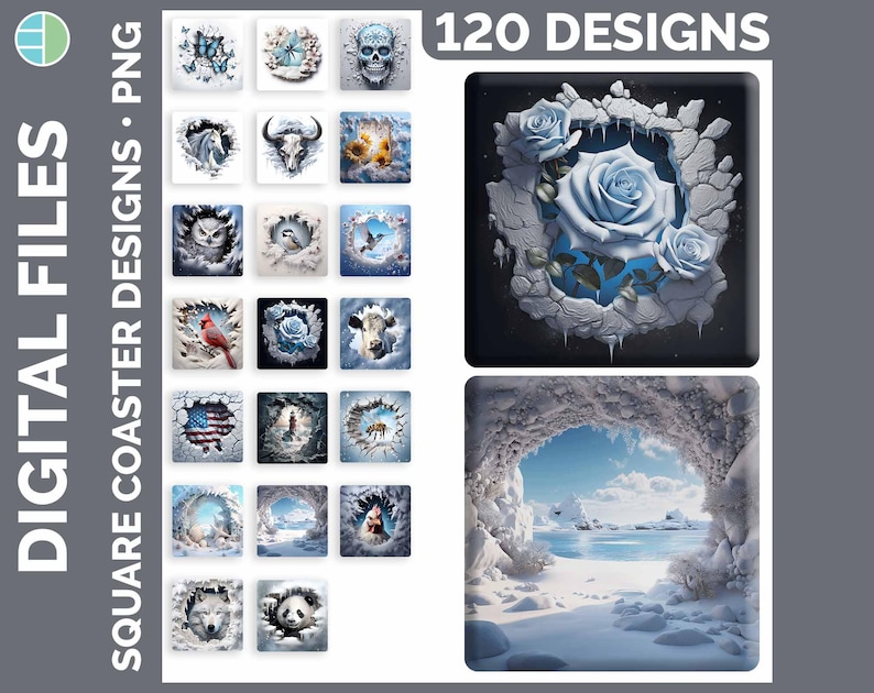 Square Coaster Bundle Google Drive Sublimation Designs | Drink Mat PNG Download image 5