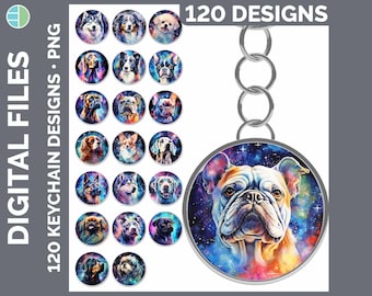 Galaxy 02 Keychain PNG Sublimation Design Bundle | Watercolor German Shepherd Rottweiler Boston Terrier French Bulldog Boxer Corgi Husky