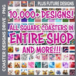 Square Coaster Bundle Google Drive Sublimation Designs | Drink Mat PNG Download