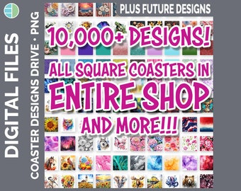 Square Coaster Bundle Lifetime Google Drive Sublimation Designs | Drink Mat PNG Download