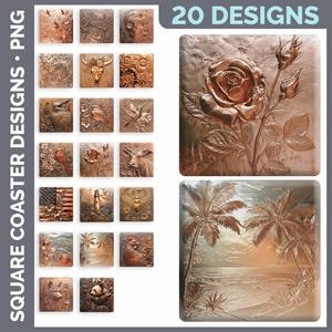 Square Coaster Bundle Google Drive Sublimation Designs | Drink Mat PNG Download image 8