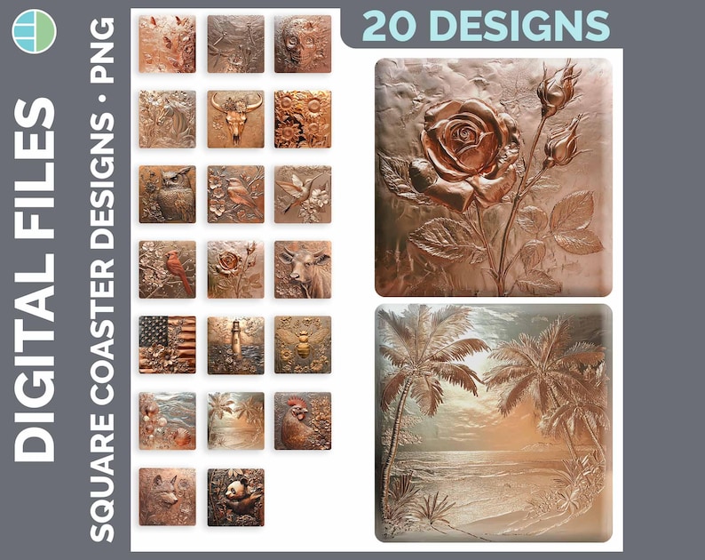 Square Coaster Bundle Google Drive Sublimation Designs | Drink Mat PNG Download image 8