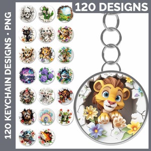 Può includere: Un set di 120 design digitali per portachiavi. I design presentano una varietà di animali carini, tra cui un leone, un gatto, uno squalo, una rana e un pesce. Gli animali sono raffigurati in uno stile cartone animato e sono circondati da fiori e altri elementi decorativi. I design sono perfetti per creare portachiavi unici e personalizzati.