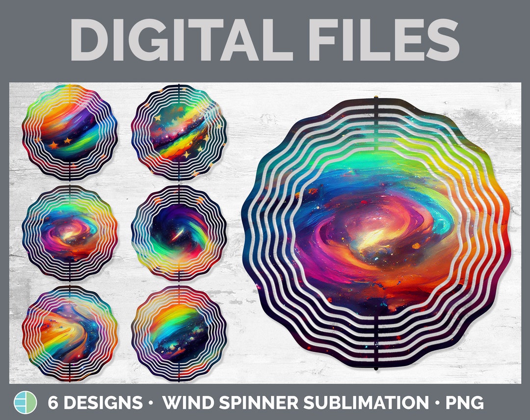 Rainbow Wind Spinner | Sublimation Designs Bundle | Galaxy Wind Spinner ...