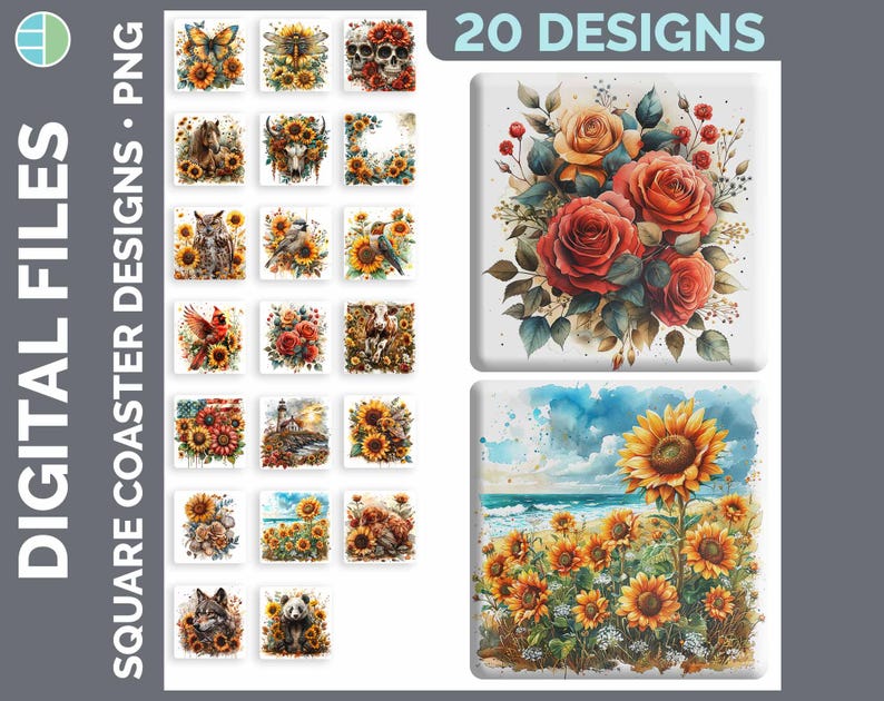 Square Coaster Bundle Google Drive Sublimation Designs | Drink Mat PNG Download image 13