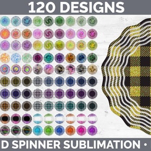 May include: 120 designs for wind spinner sublimation. The designs include a variety of colors and patterns, including tie-dye, plaid, and glitter. The designs are perfect for creating unique and personalized wind spinners.