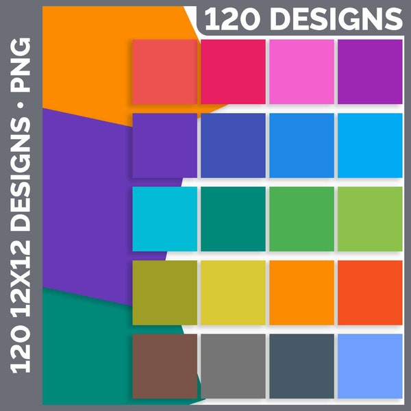 120 Solid Color Digital Paper PNG Sublimation Mega Bundle | Backgrounds Printable Download • Pink • Blue • Purple • Green • Red • Orange