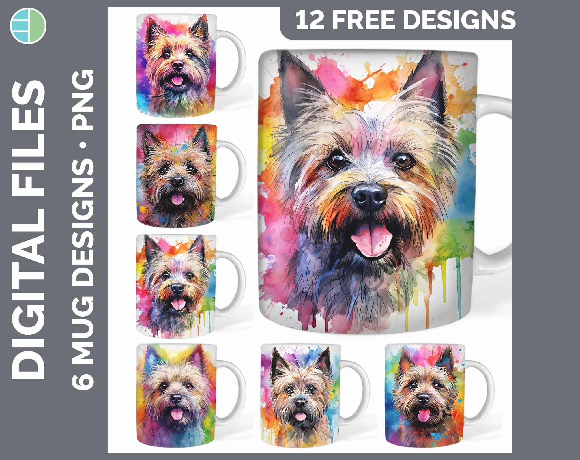 120 Rainbow Dog Mug Wraps PNG | Style Set 3 of 4 | Instant Digital ...