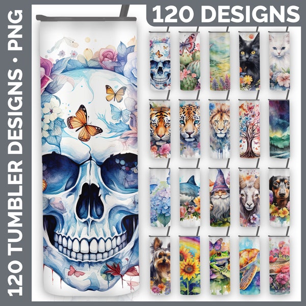 120 Aquarell Becher Wrap PNG Bestseller Sublimation Designs Mega Bundle | Style Set 3 von 3 | Sunflower Tumbler RIESIGE Bundle Download