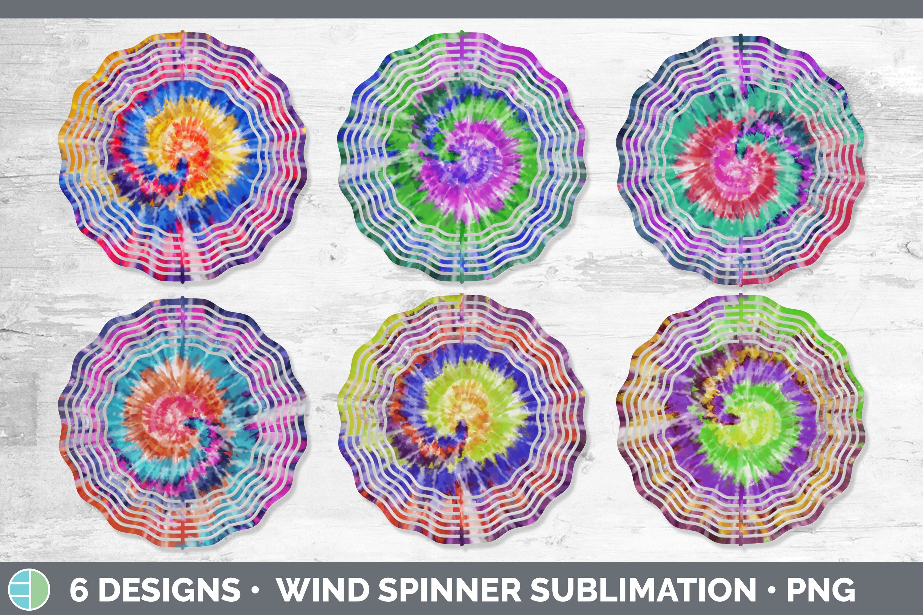 Tie Dye Wind Spinner | Sublimation Designs Bundle | Wind Spinner ...