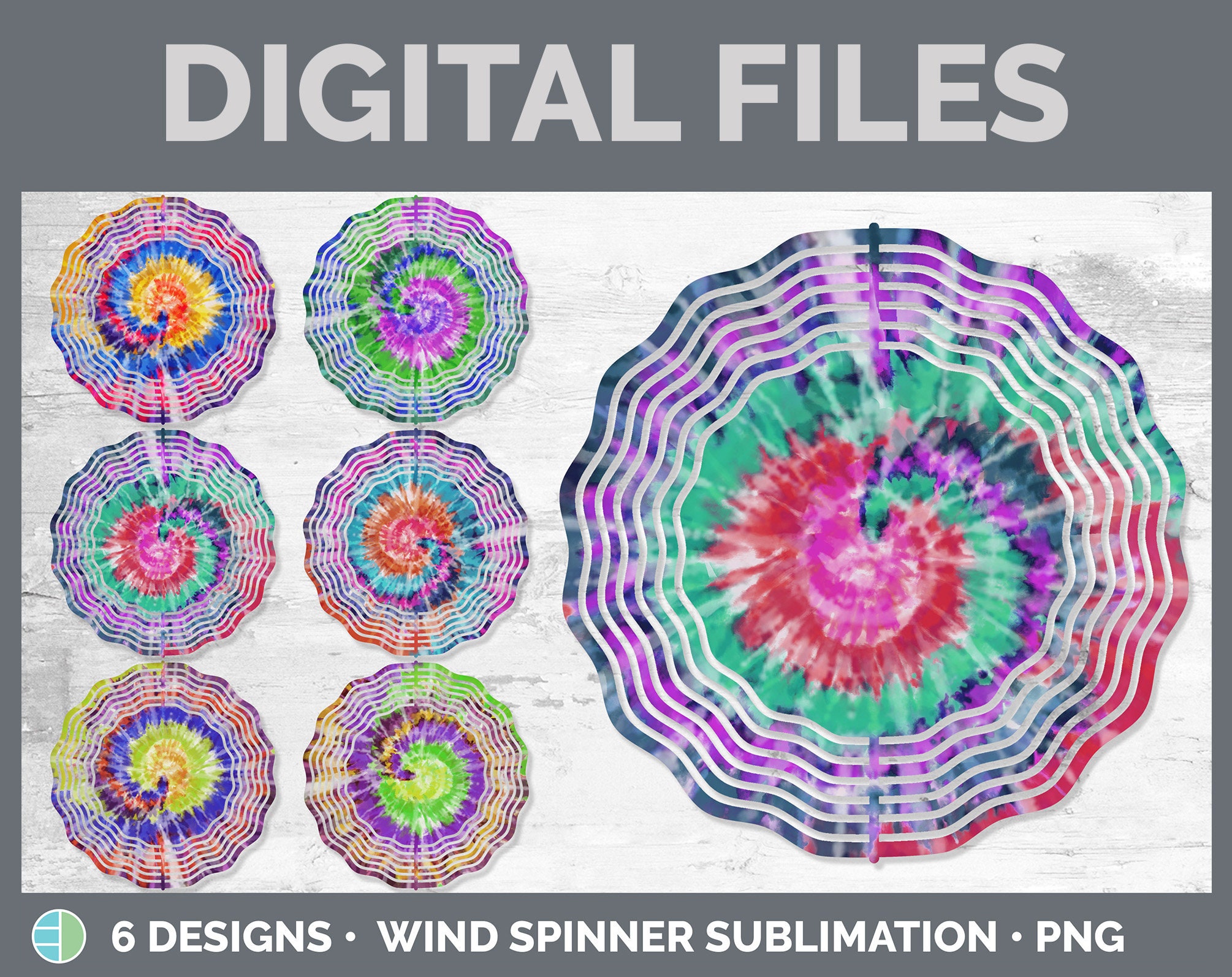 Tie Dye Wind Spinner Sublimation Designs Bundle Wind Etsy Australia