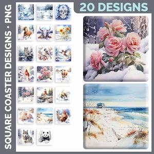 Square Coaster Bundle Google Drive Sublimation Designs | Drink Mat PNG Download image 11