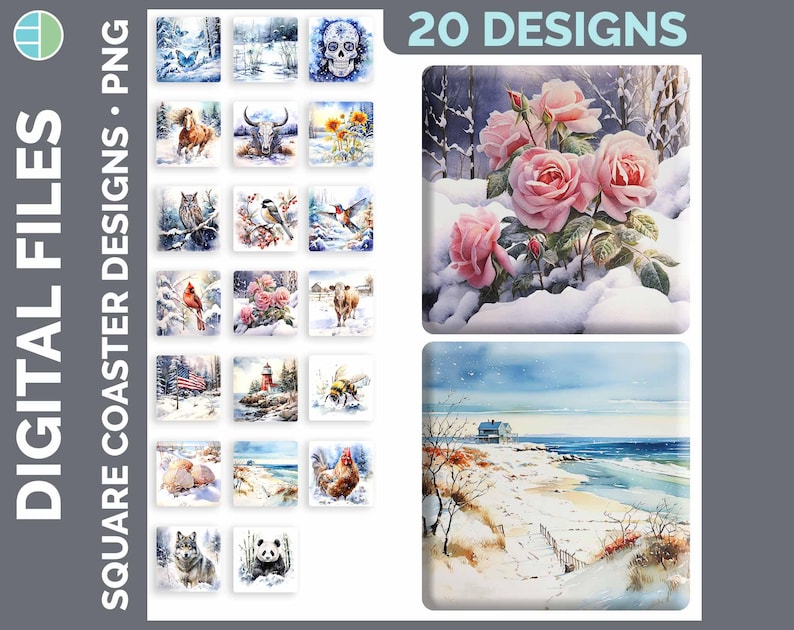 Square Coaster Bundle Google Drive Sublimation Designs | Drink Mat PNG Download image 11
