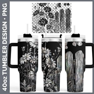 Cottage Flowers 02 Daisy Tumbler Laser Engrave PNG, Full Wrap Design for 40oz Tumbler, Digital Download Design For Rotary