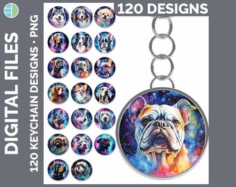 120 Galaxy Dogs Keychain PNG Sublimation Designs Mega Bundle | Key Ring Backgrounds HUGE Bundle Download