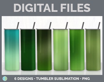 Green Ombre Tumbler Bundle, Gradient  20 oz Skinny Tumbler Designs PNG, Add a Name