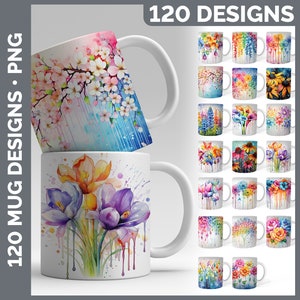 Puede incluir: 120 diseños florales de acuarela para tazas. Los diseños presentan una variedad de flores, incluyendo rosas, lirios y margaritas. Los diseños son perfectos para agregar un toque de color y belleza a tus tazas.