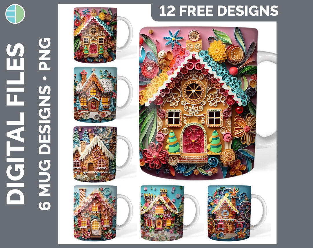 3D Christmas Gingerbread House Mug Wrap PNG Sublimation Design Etsy