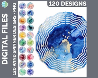 Watercolor Gems Wind Spinner Backgrounds Mega Bundle | Sublimation Digital Download PNG