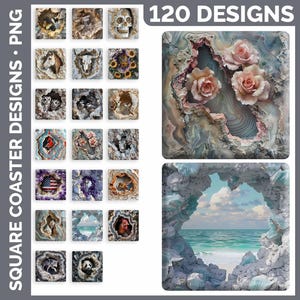 Square Coaster Bundle Google Drive Sublimation Designs | Drink Mat PNG Download image 6