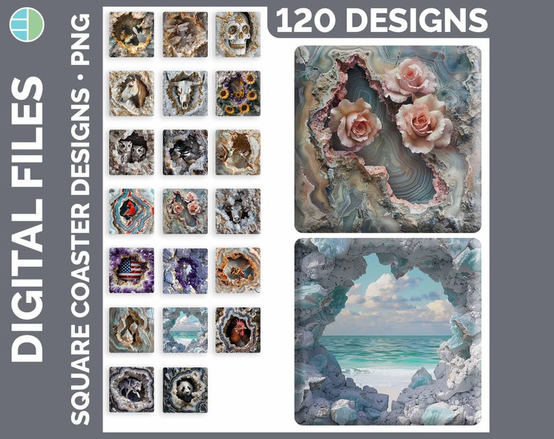Square Coaster Bundle Google Drive Sublimation Designs | Drink Mat PNG Download image 6