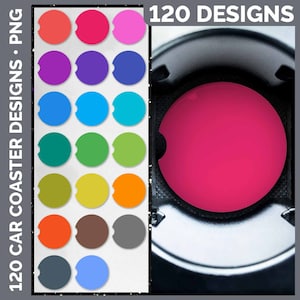 Solid Color Car Coaster Bundle Sublimation | Plain Car Coaster Background PNG | Pink • Red • Orange • Yellow • Blue • Green • Purple • Black