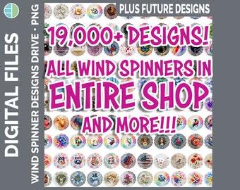 Wind Spinner Huge Bundle Lifetime Drive | Sublimation Download | Watercolor Floral Digital Download PNG | 3D Wind Spinner Store Bundle