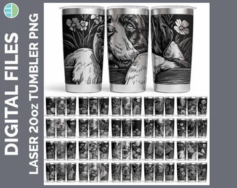 Laser Dogs 01 20oz Tapered Tumbler Laser Design Bundle | Wildflowers Beagle Chihuahua Dachshund Golden Retriever Poodle Greyhound Sheepdog