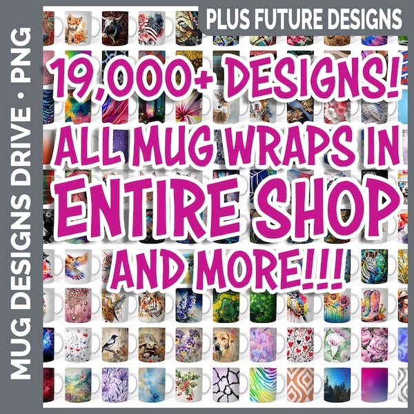 Mug Wrap Big Bundle Lifetime Drive PNG 3D Bestseller Sublimationsdesigns | Digitaler Download