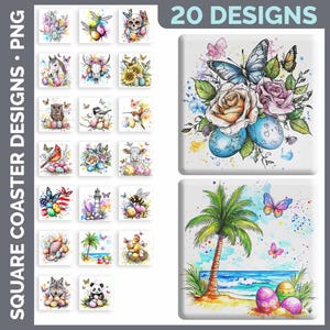 Square Coaster Bundle Google Drive Sublimation Designs | Drink Mat PNG Download image 16