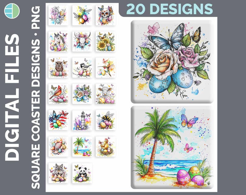 Square Coaster Bundle Google Drive Sublimation Designs | Drink Mat PNG Download image 16