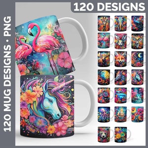 Alcohol Ink Mug Wrap PNG Best Sellers Sublimation Designs Mega Bundle | Style Set 2 of 3 | Neon Coffee Cup HUGE Bundle Download