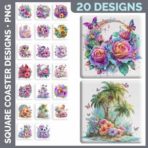 Square Coaster Bundle Google Drive Sublimation Designs | Drink Mat PNG Download image 3