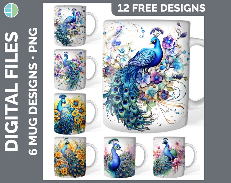 120 Watercolor Mug Wrap PNG Best Sellers Sublimation Designs Mega Bundle Style Set 2 of 3 Sunflower Coffee Cup HUGE Bundle Download image 5