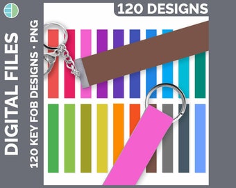Solid Color Key Fob PNG Sublimation Wristlet Design Mega Bundle | Key Ring Background | Pink • Red • Orange • Yellow • Blue • Green • Purple