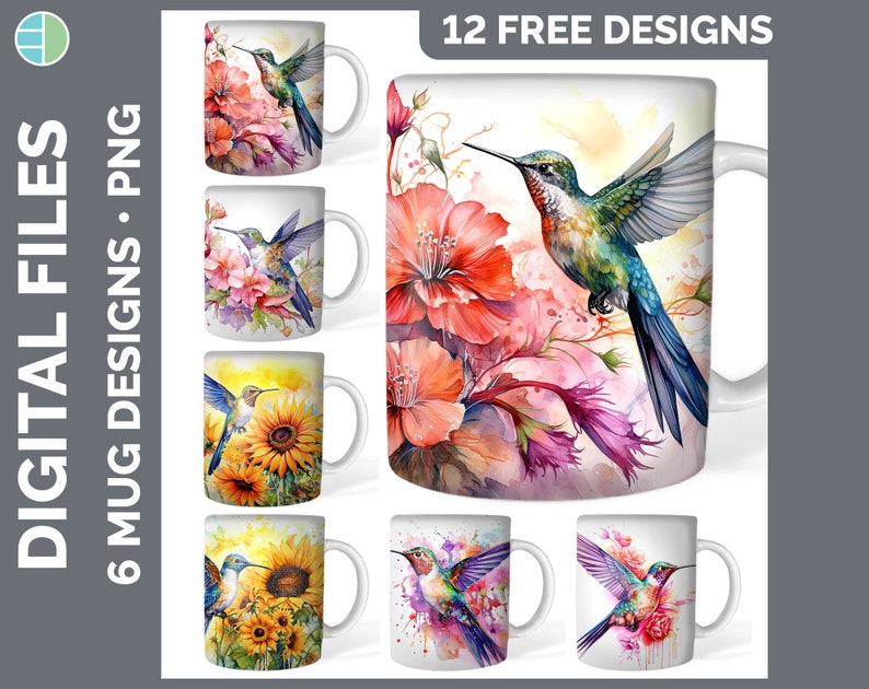 120 aquarelle Mug Wrap PNG Best Sellers Sublimation Designs Mega Bundle Ensemble de styles 1 sur 3 Tasse à café Tournesol ÉNORME Bundle Télécharger image 7