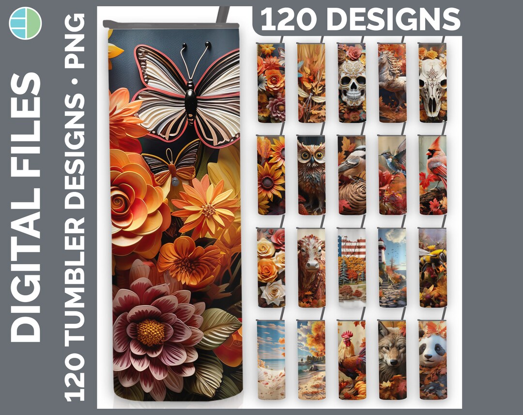 3D Autumn Tumbler Wrap Bundle Sublimation | Style Set 1 of 3 | Fall ...