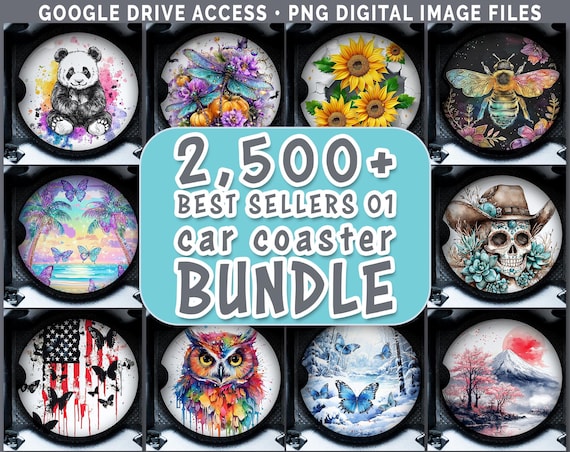 Car Coasters Bundle Google Drive Sublimation Designs | Coaster PNG Download