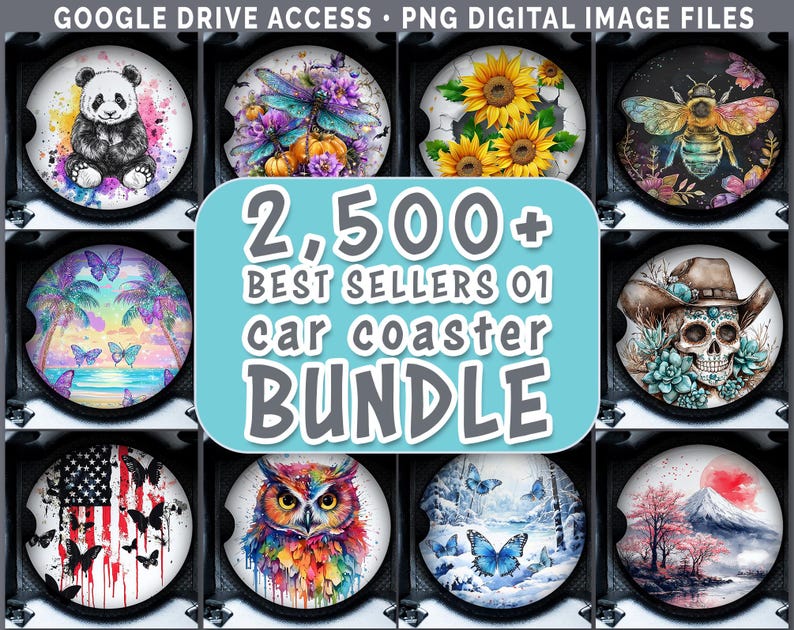 Car Coasters Bundle Google Drive Sublimation Designs | Coaster PNG Download image 1