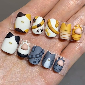 Cat nails press on nails | cute cat paw nails | animal nails