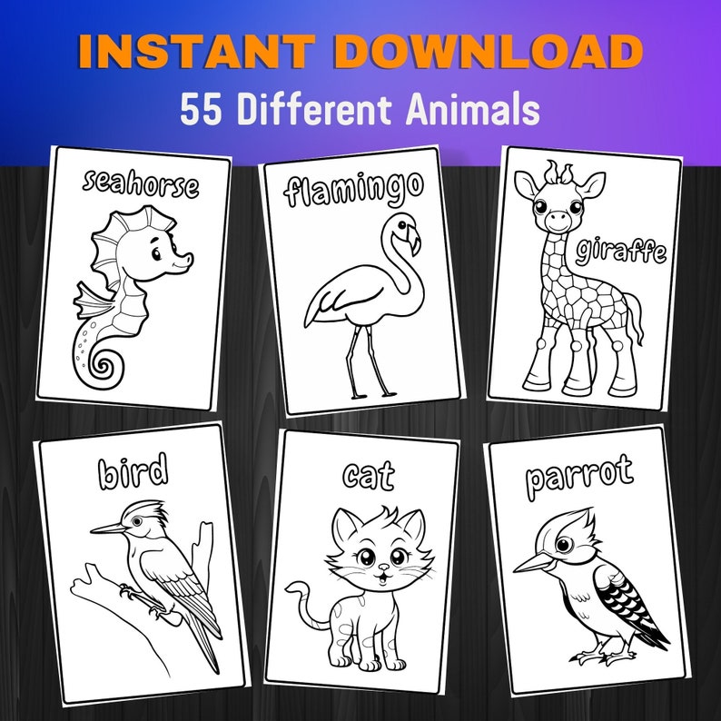 55 Easy Animals Coloring Pages for Kids, Child Painting Book ...