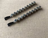 Silver Cubes - Beaded and Wire Wrapped Bobby Pins (Large-Size) with Silver Cube Shaped Beads