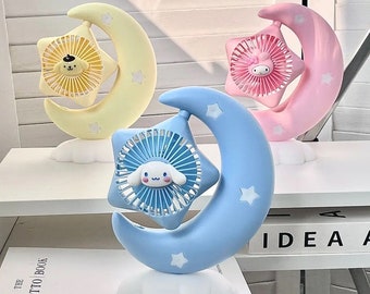 Sanrio My Melody Cinnamoroll kreative niedliche Cartoon-Schlafzimmer-Desktop-USB-Ventilator-Tischlampe, vier Arten von Lichtschalter-Nachtlicht