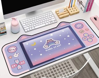 Magic Desk Mat, Gaming Large Mouse Pad, Purple Mousepad, Keyboard Desk Mat, School Art Deskmat, Kawaii Desk Pad, Desk Accessories, Vtuber