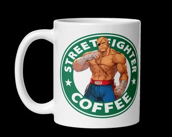 Bright White Ceramic Street Fighter Coffee Mug: Combat Your Mornings with Style. Microwave/Dishwasher Safe