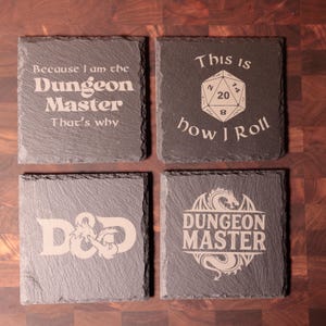 Dungeons and Dragons Slate Coasters: Engraved D&D Set